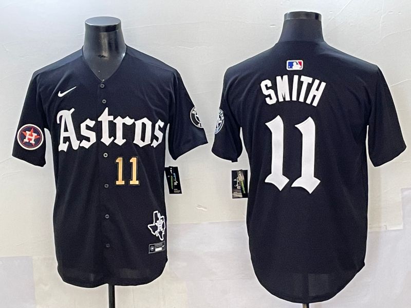 Men 2025 Houston Astros 11 Smith Black Five generations Joint Name Nike MLB Jersey style 40